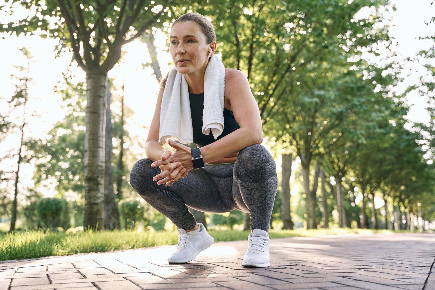 woman crouching 