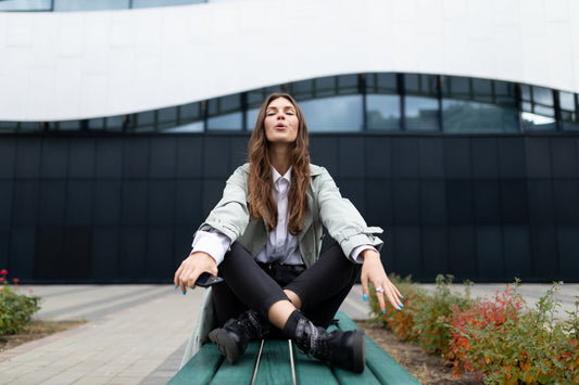 A woman looking calm